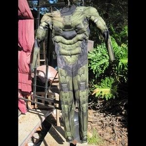Kids Halo Disguise Padded Muscle Chief Body Suit Costume Infinite Green NoHelmet
